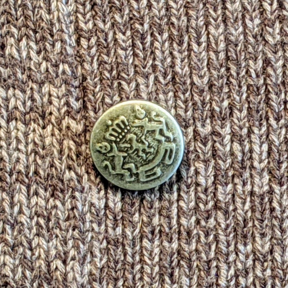 Glimmer by J.J. Basics Gray Sweater Dress with Ornate Buttons, Medium - Picture 4 of 10